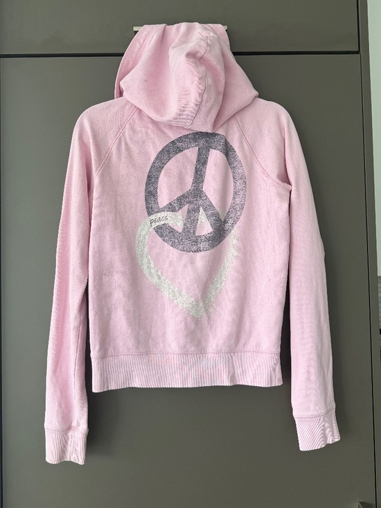 PINK Victoria's Secret Sweaters - VS PINK Vintage Peace Heart Hoodie Sweater Size M Pink Victorias Secret Sweater